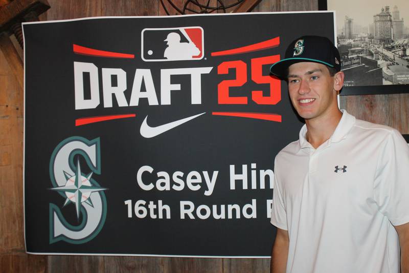 Crystal Lake's Casey Hintz was selected by the Seattle Mariners in the 16th round of the 2025 MLB First-Year Player Draft on Monday, July 7, 2025.