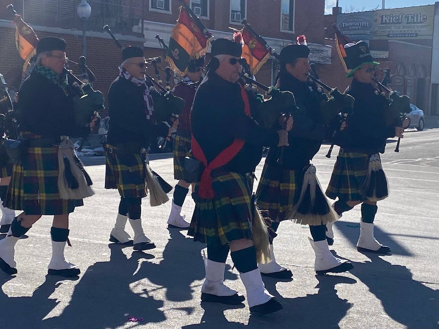 Scottish Highlander pipers at the Morris St. Patrick's Day parade