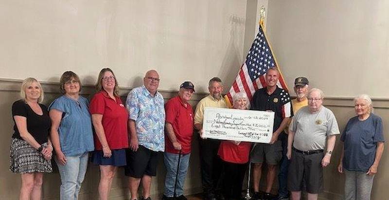The Lockport Veterans of Foreign Wars Post 5788 raised the $8,000 to benefit future projects of the Abraham Lincoln National Cemetery Support Committee. The VFW raised the money by hosting a Hawaiian Luau Dinner on May 11. VFW Post 5788 Commander Keith Carberry and Auxiliary President Karen Szynkowski presented the donation to ALNC Support Committee Chairman Paul Rossi during the support committee meeting on June 12, 2024.