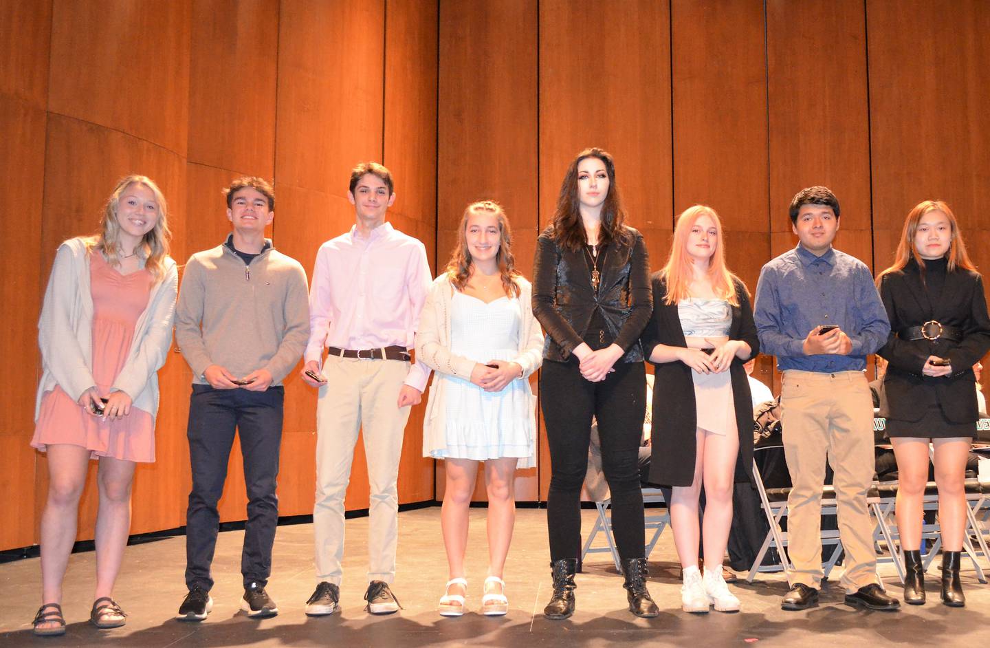 Woodstock North High School PRIDE Award winners: (L to R) Katelynn Ward, Braden Luschei, Nathan Speciale, Jessica Forester, Jordyn Lichthardt, Kailey Hogaboom, Marko Ortiz, Sherry Yang.