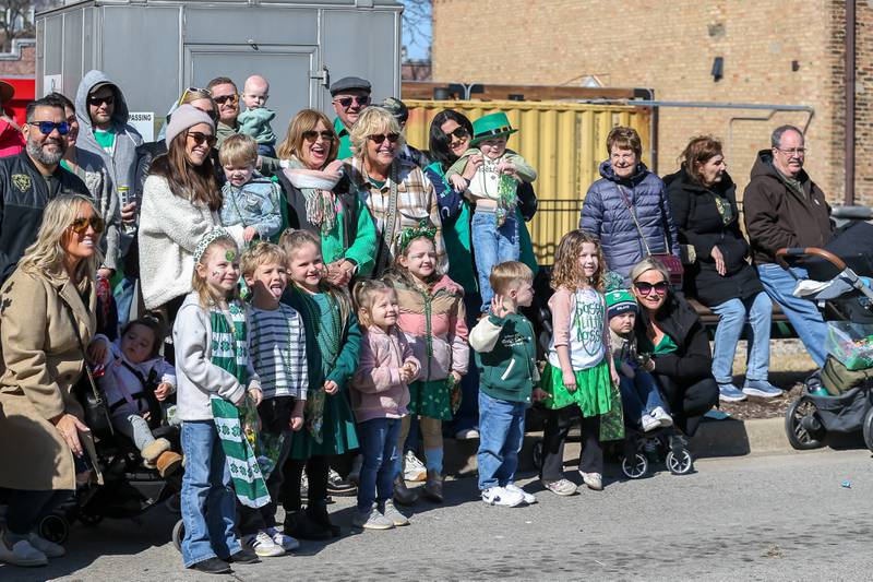 Men, women and kids at the Lemont St. Pat's Day Parade on Saturday, March 8, 2025  in Lemont.