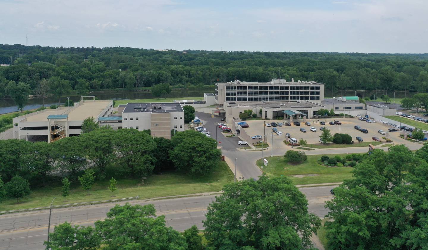 An aerial view of OSF St. Elizabeth Hospital on Thursday, June 13, 2024 in Ottawa.