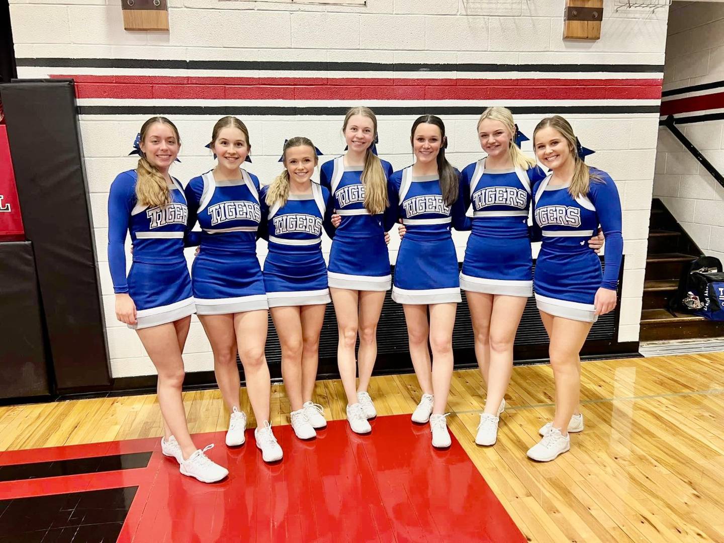 Leading the cheers for the Princeton Tigers postseason run are PHS cheerleaders (from left) Kiana Brokaw, Claire Grey, Addie Hecht, Lily Keutzer, Morgan Forristall, Ava Morton and Madison Doran.