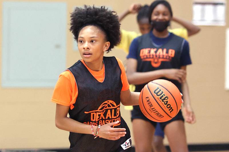 DeKalb's Madison McNeil dribbles the ball during a drill Thursday, June 23, 2022, at girls basketball practice at DeKalb High School.