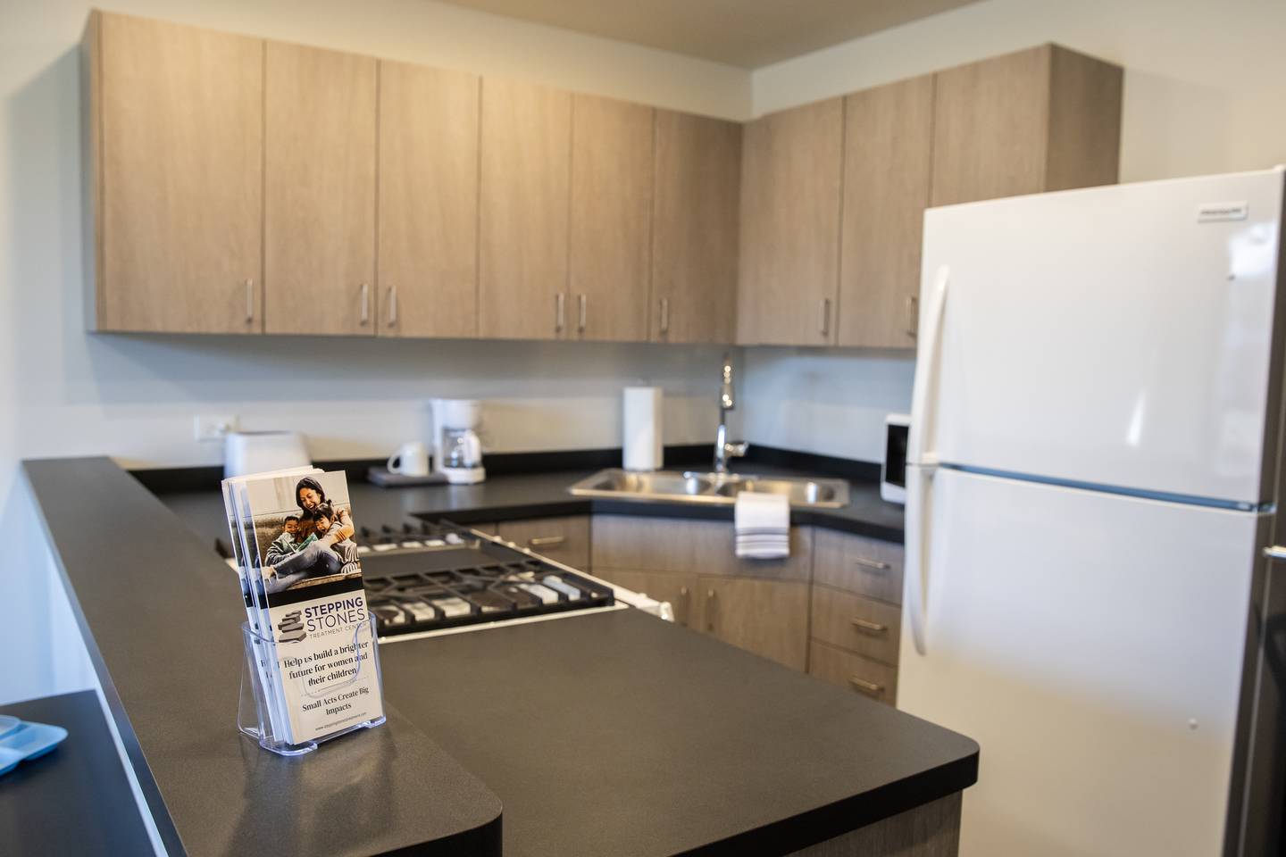 Each furnished apartment at Stepping Stones’ new Women and Children Recovery Home features a new kitchen, as pictured on Oct. 30, 2025.