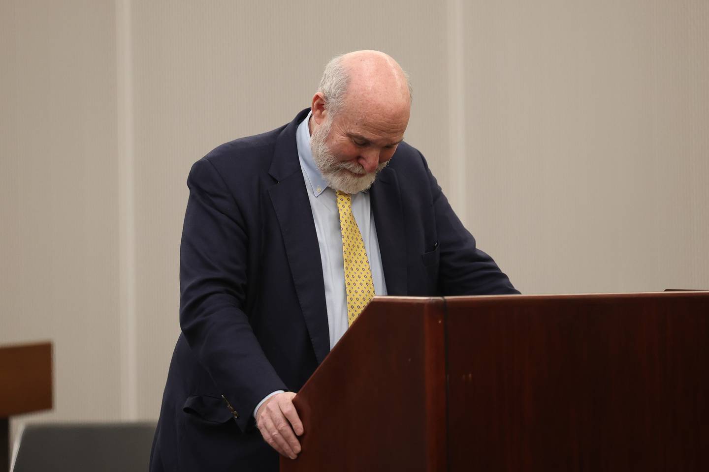 Joel Brodsky composes himself during his hearing at the Will County courthouse on Monday, April 1, 2024 in Joliet.