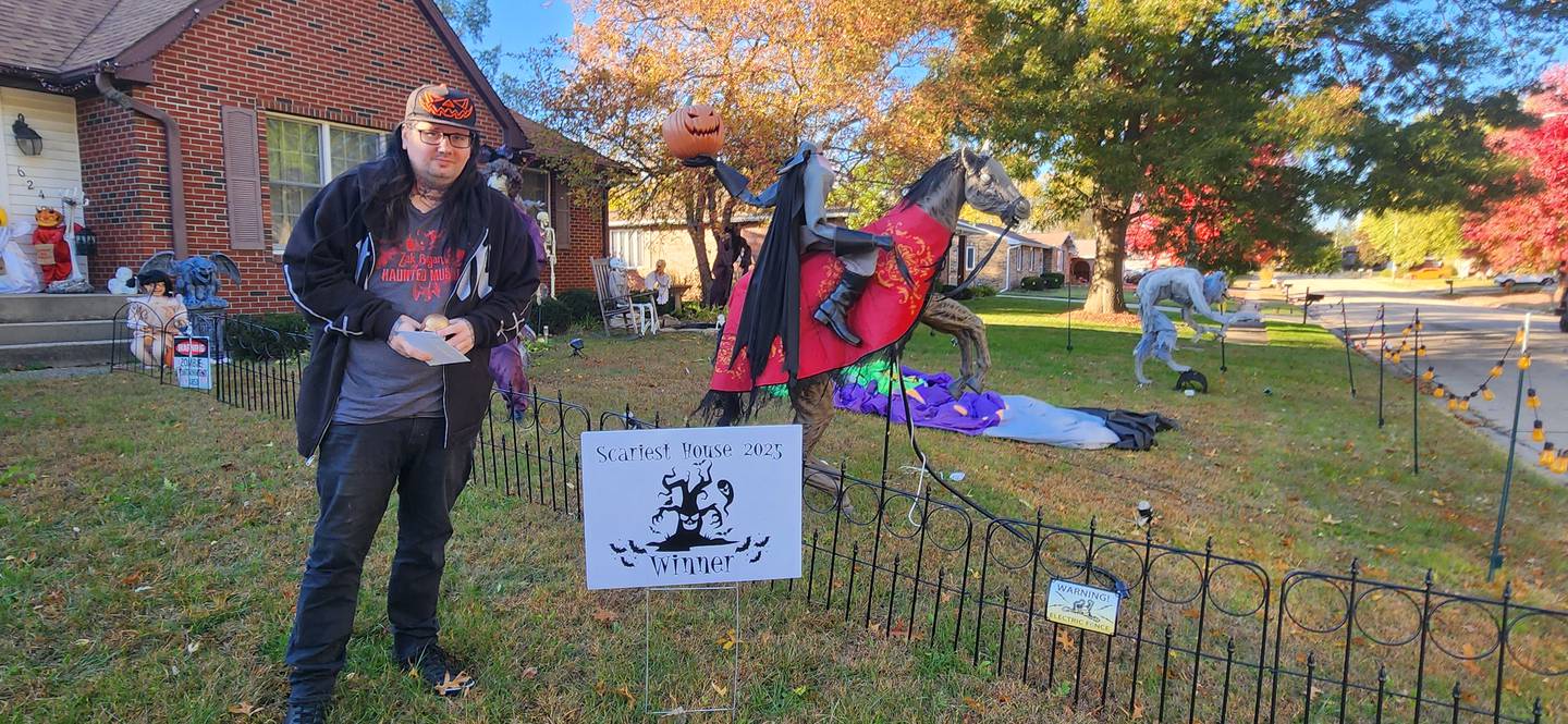 Shannon Claudin won the award for Most Scariest House in the 2025 Halloween House Decorating Contest sponsored by Rock Falls Tourism.