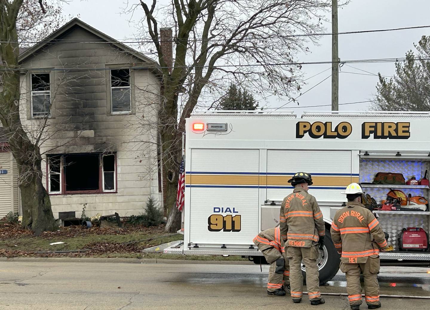 Polo police and firefighters responded to a house fire at 611 N. Division St. in Polo Tuesday morning. One man was helped from the home by first responders and transported by Polo EMS. The cause of the fire has yet to be determined. Fire crews from area communities also responded to the scene for mutual aid.
