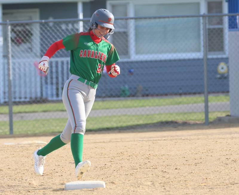 L-P's Anna Riva rounds second base after blasting a home run against Princeton on Tuesday, March 24, 2026 at Little Sibera Field in Princeton.