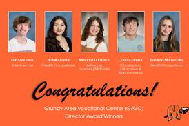 Minooka High School students earn director awards from the Grundy Area Vocational Center