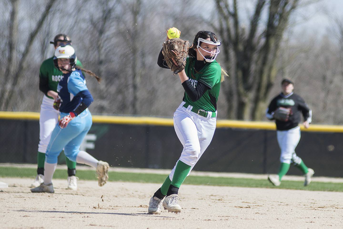 Rock Falls' Maddison Morgan fields a grounder Saturday, April 16, 2022 against Bureau Valley.