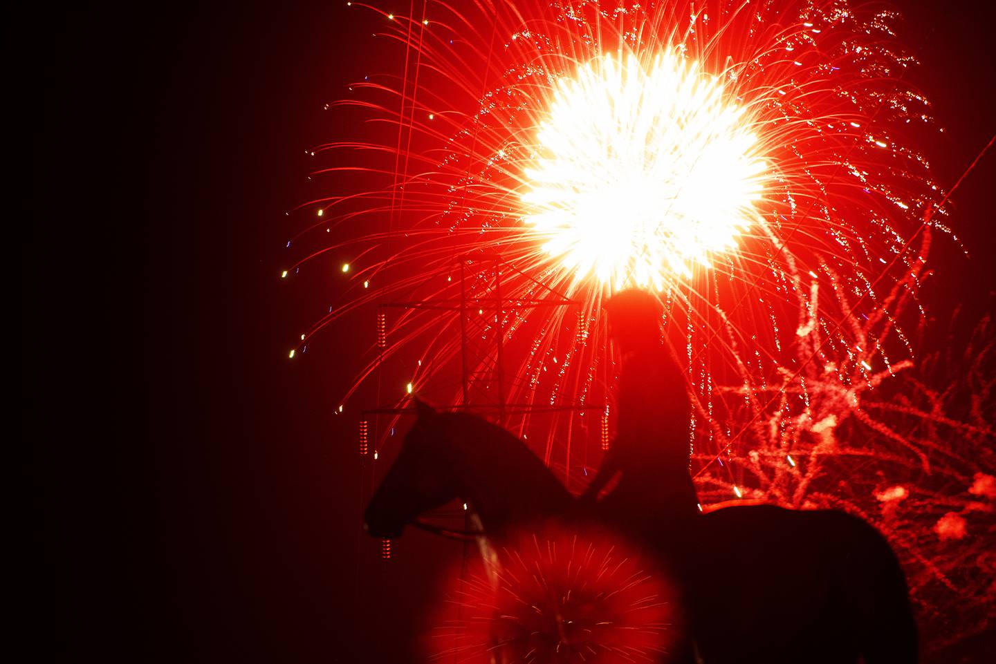 Fireworks light up the sky behind the Reagan statue in Dixon Sunday, July 3, 2022 as the Petunia Fest nears to a close. The day ended with hip-hop group “Too Hype Crew” entertaining a huge crowd.