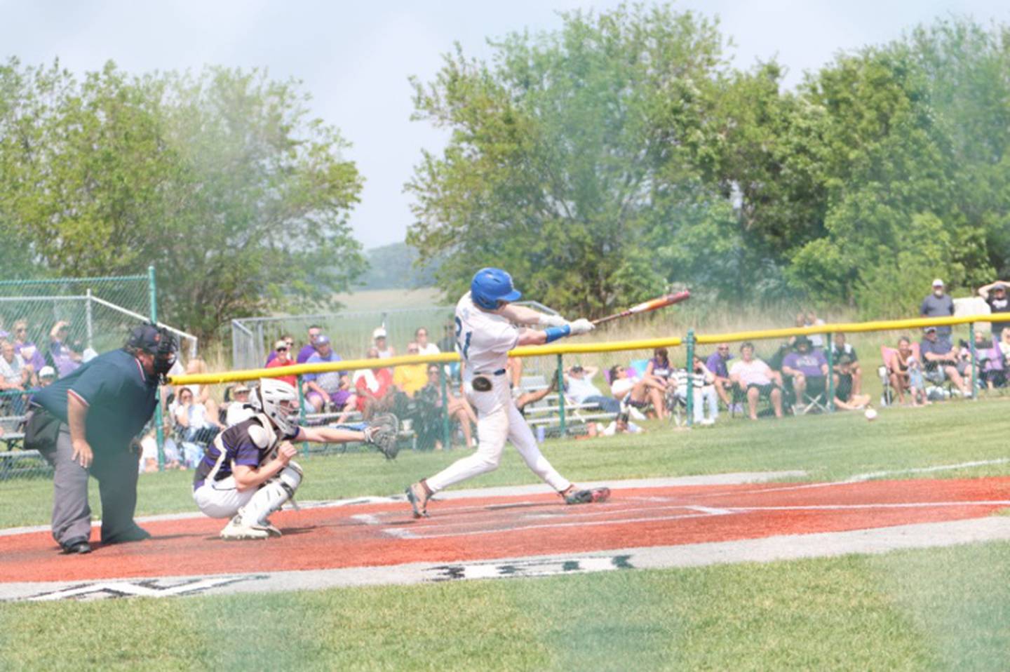 St. Francis Nolan Galla takes a swing against Dixon at the Class 3A Kaneland Sectional Semi Final on Thursday, June 5, 2025 in Maple Park.