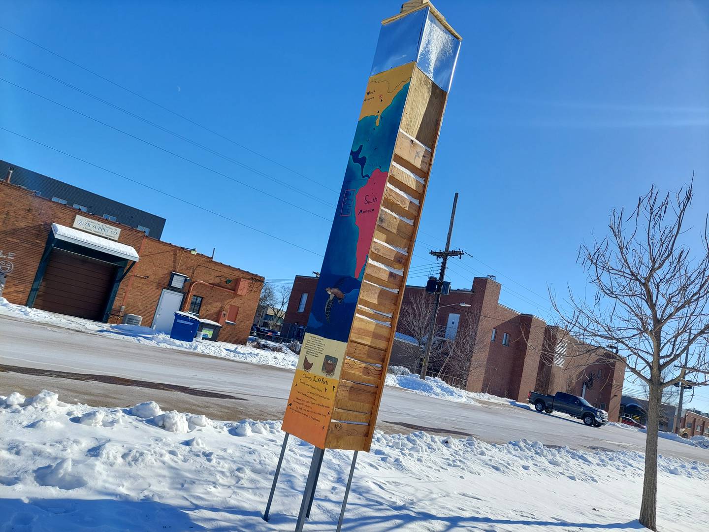 Grace Johnson, of Spring Valley, created as her Eagle Scout project a 12-foot tall sculpture in Ottawa that can be a home for migratory birds that will be returning to the area this spring.