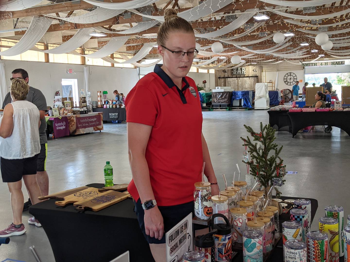 Among the vendors at the vendor market at the Kendall County Fair was Oswego resident Kelsey Coulter, founder and owner of Art Of The Game, which sells a variety of homemade clothing and crafts.