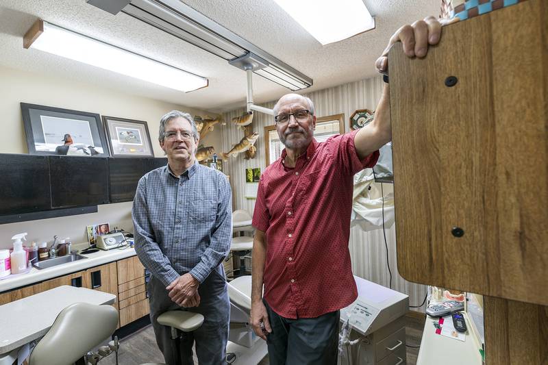Dr. Kim Brokaw (left) and Dr. Mark German have closed their Dixon dental practice Thursday, Sept. 26, 2024. The two have decided to retire.