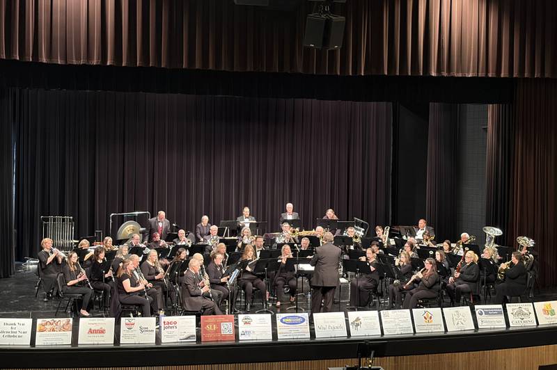 The River Valley Wind Ensemble performs during their annual Holiday Concert on Sunday, Dec. 14, 2025, at Olivet Nazarene University’s Larsen Fine Arts Center in Bourbonnais.