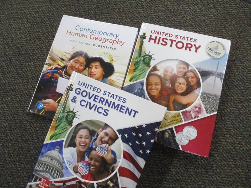 Oswego School District 308 is planning to introduce these three social studies textbooks in high school classrooms next fall.