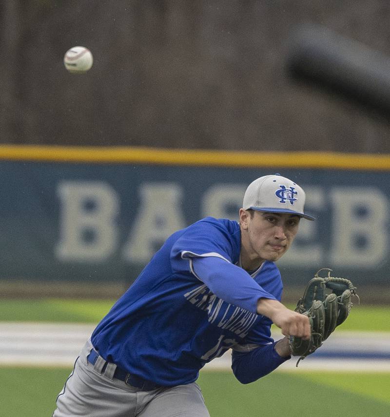 Newman’s Evan Bushman fires a pitch against Sterling Thursday, March 26, 2026.