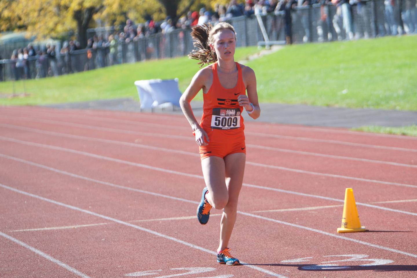Wheaton Warrenville South's Nicole Poglitsch finishes 2nd at the DuKane Conference Cross Country Meet on Saturday, Oct, 15, 2022 in Roselle.