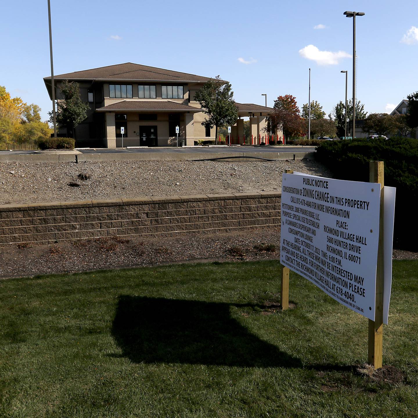 The former Blackhawk Bank, 9705 Prairie Ridge Road, in Richmond,  Richmond was closed this summer and is now being considered as a location for the village's first marijuana dispensary from Chicago-based 280E LLC. a public hearing is set for 6 p.m. Monday at Richmond Village Hall.