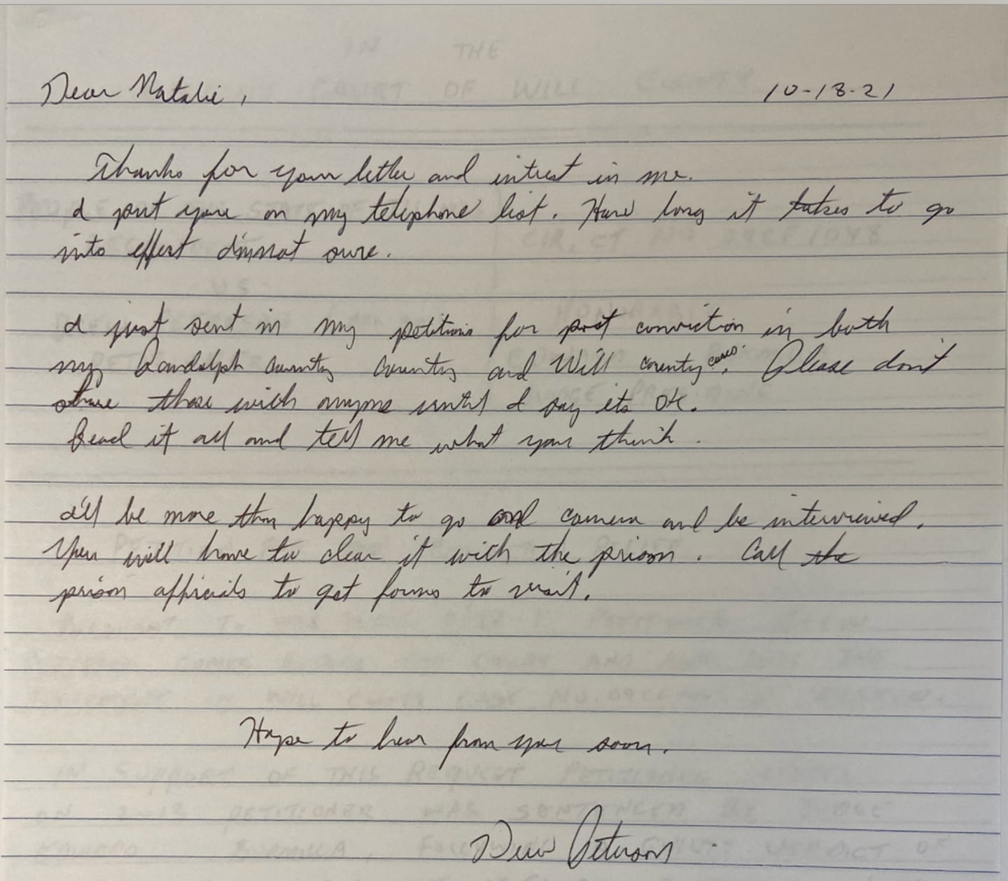 A letter written by wife-killer Drew Peterson