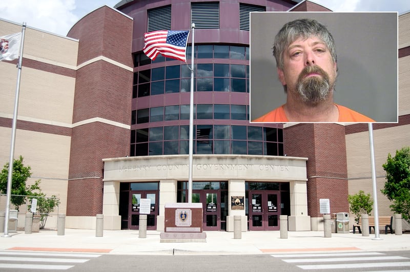 John Maki Jr., inset, in front of a Northwest Herald file photo of the McHenry County courthouse.