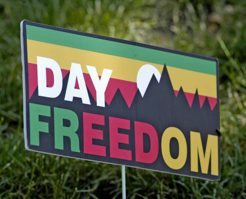 Signs commemorating Juneteenth were placed around the park. The Sauk Valley Diversity Alliance hosted a Juneteenth Celebration Event on Saturday, June 21st, 2025 at the Grandon Civic Center in Sterling.
