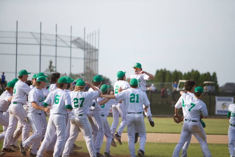 York celebrates the WIN over St. Charles North at the Class 4A Sectional Final on Friday May 31, 2024 in St. Charles.