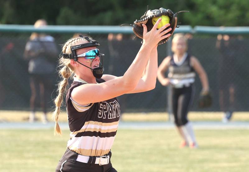 Sycamore's Keera Trautvetter makes a play at shortstop during the Class 3A supersectional against Antioch Monday, June 5, 2023, at Kaneland High School in Maple Park.