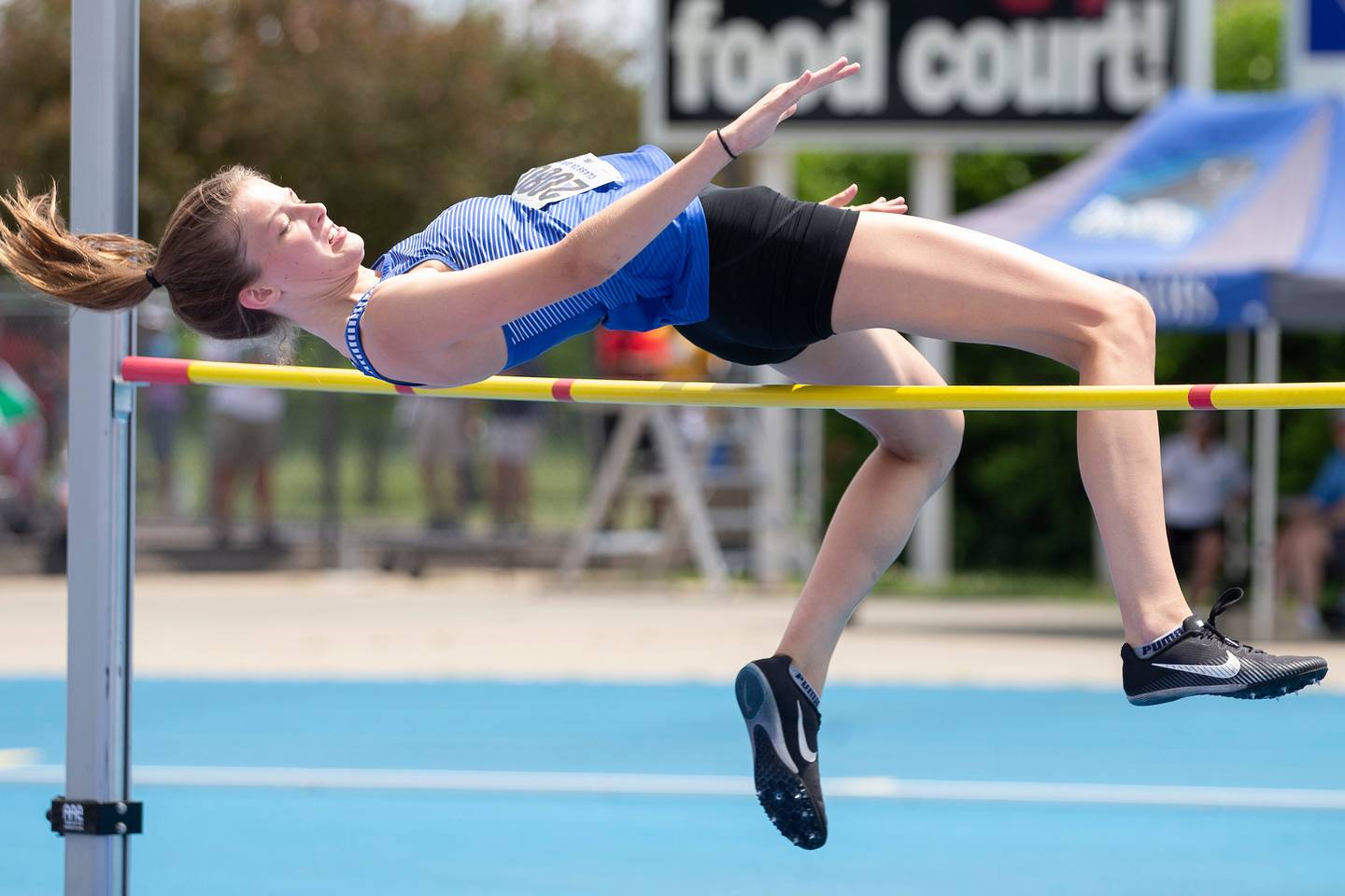 Woodstock's Hallie Steponaitis competes in the Class 2A high jump during IHSA Girls Track and Field State Meet on June 11, 2021 in Charleston.