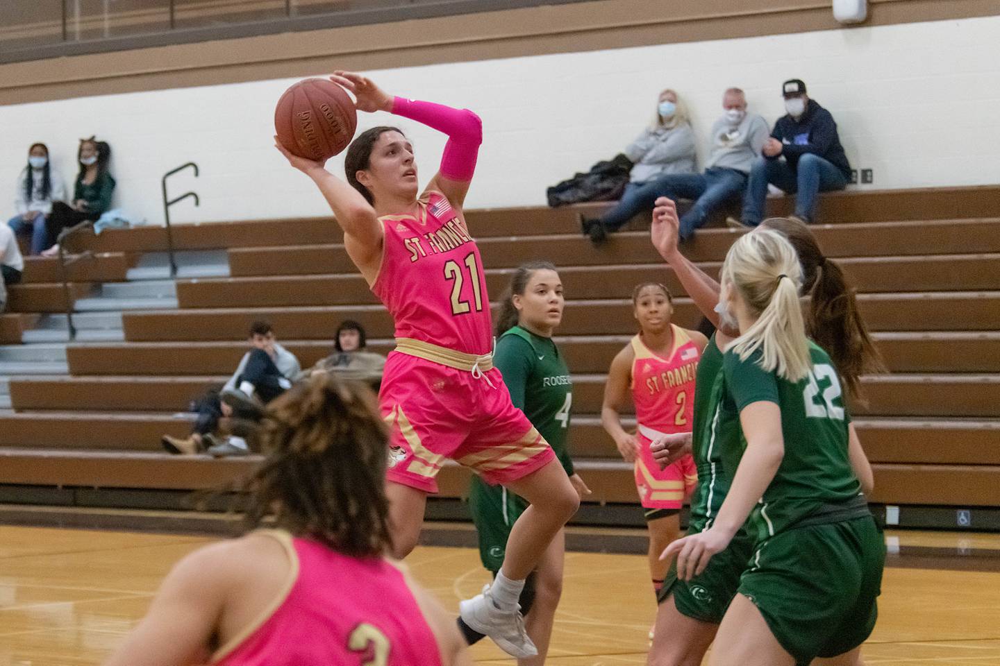 Andriana Acosta (left) was named NAIA All-American honorable mention and finished her career with more than 1,300 points and 1,000 rebounds.