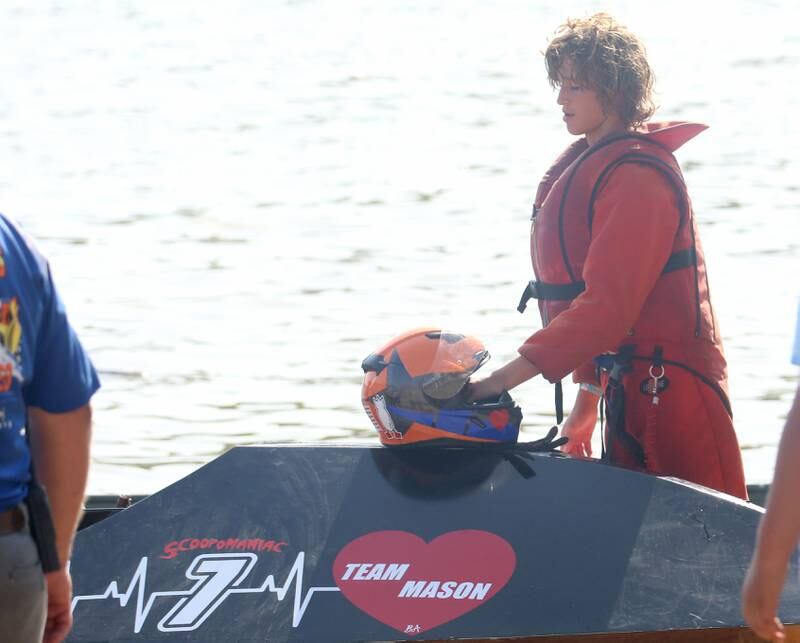 Joseph Perez of Spring Valley, prepares to race in the K-Pro series during the DePue Boat Races on Friday, July 28, 2023 at Lake DePue.