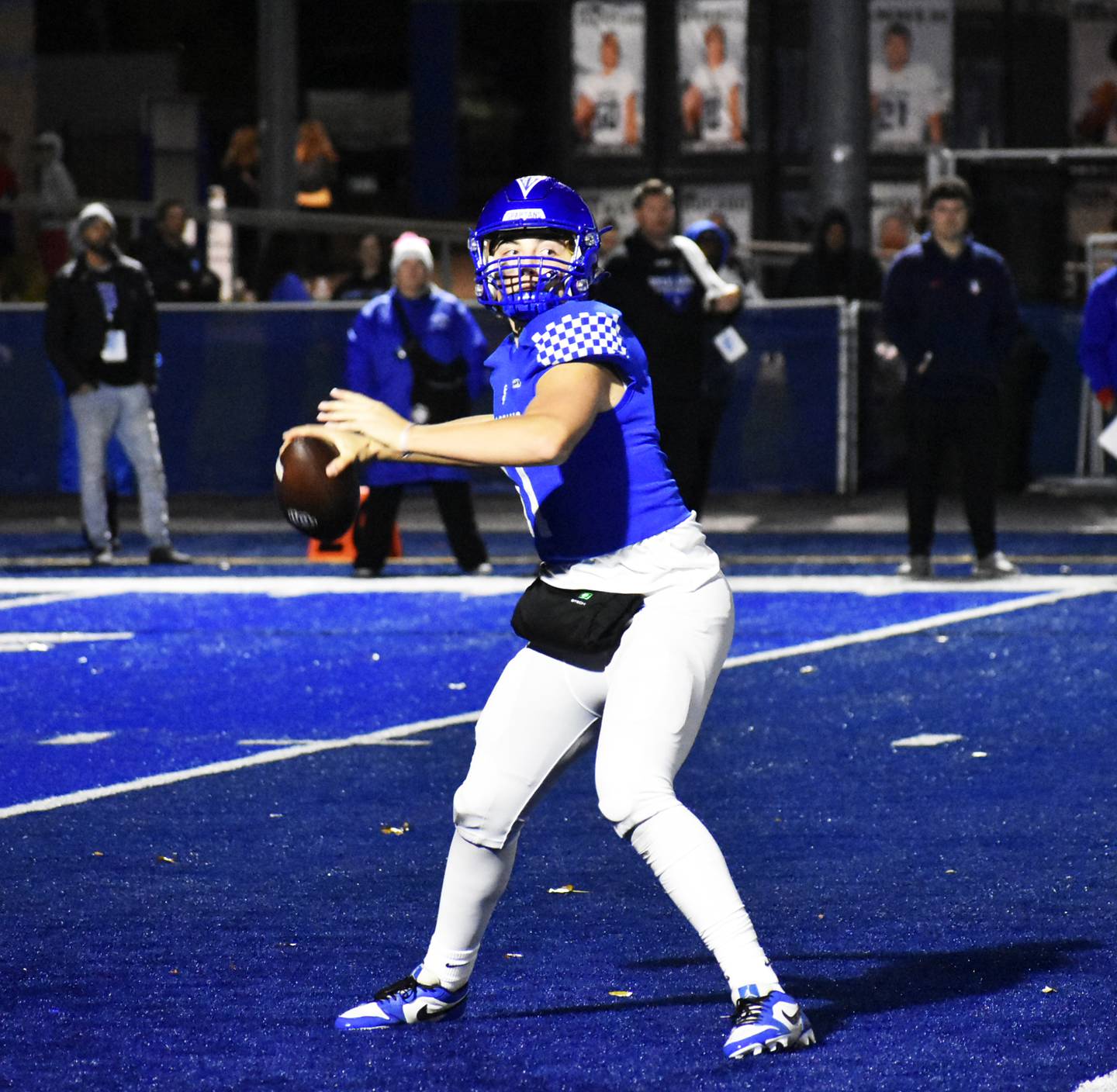 Quarterback Alessio Milivojevic threw for 296 yards and five touchdowns as Wheaton St. Francis defeated Rochelle 45-14 in the first round of the IHSA Class 5A playoffs on Friday.