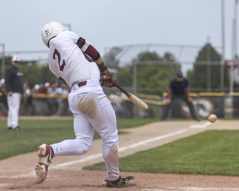 Plainfield North's Johnny Andretch (2) swings at a pitch during Class 4A Plainfield North Regional final baseball game between Oswego at Plainfield North. Saturday, May 31, 2025 in Plainfield.