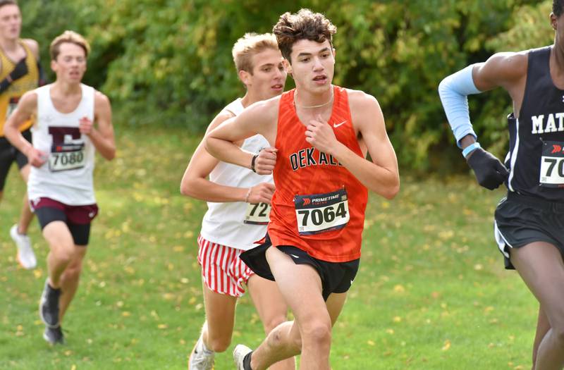 DeKalb’s Jacob Barraza finished fifth overall and qualified for the state meet at the Lake Park High School cross country sectional meet in Medinah on Saturday, October 28, 2023.