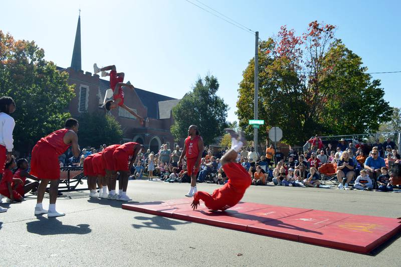 The Jesse White Tumblers perform at the Harvest Time Parade on Sunday, Oct. 6, 2024, during the 53rd annual Autumn on Parade in Oregon.