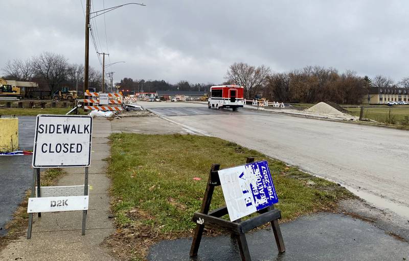 The sidewalk along the newly reconstructed North First Street bridge in DeKalb (shown here Dec. 1, 2023) is expected to reopen for pedestrians on Monday, Dec. 11, 2023. City of DeKalb officials announced only the west side sidewalk will be open for now.