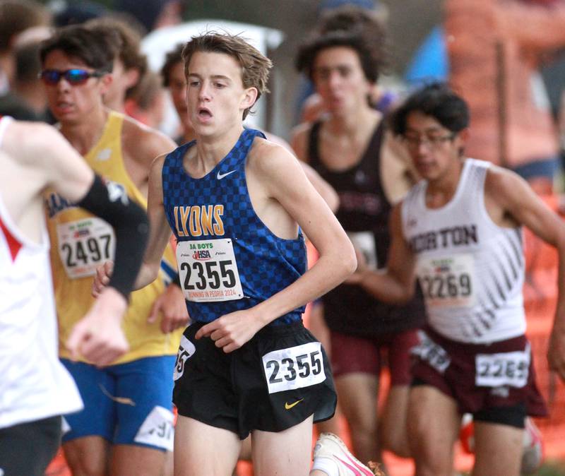 Lyons Township's John O'Halloran competes in the Class 3A State Cross Country Championships on Saturday, Nov. 9, 2024 at Detweiller Park in Peoria.