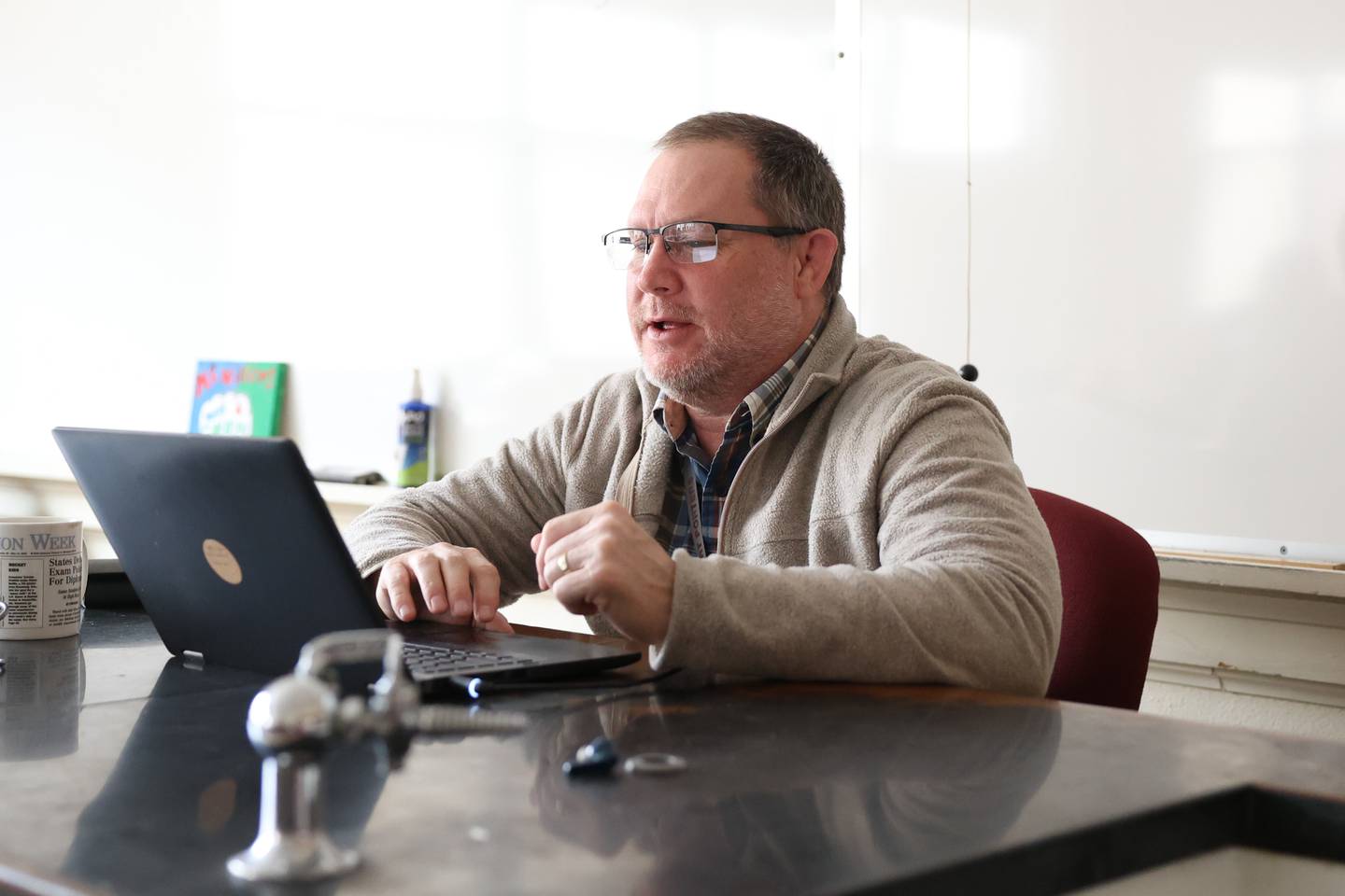 Joseph Williams spent his entire 33-year career teaching science at Lockport Township High School and will retire at the end of the 2021-2022 school year. He also served as head wrestling coach for 21 years. Wednesday, April 20, 2022, in Lockport.