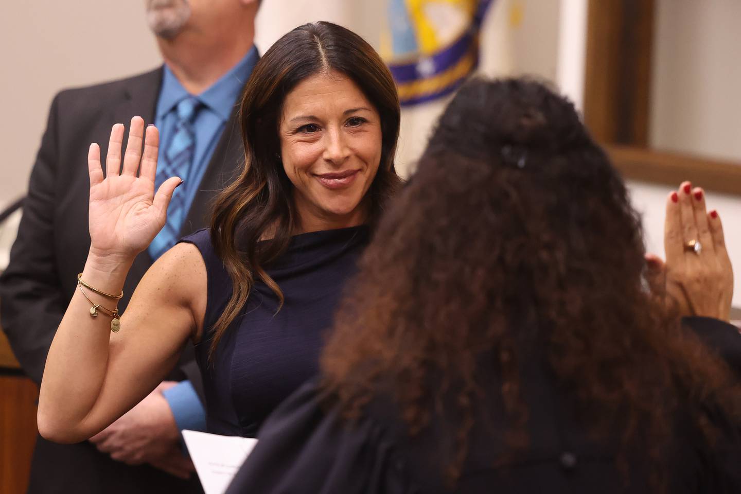 Will County Clerk Lauren Staley-Ferry is sworn in for a second term at the Will County Building in Joliet on Thursday.