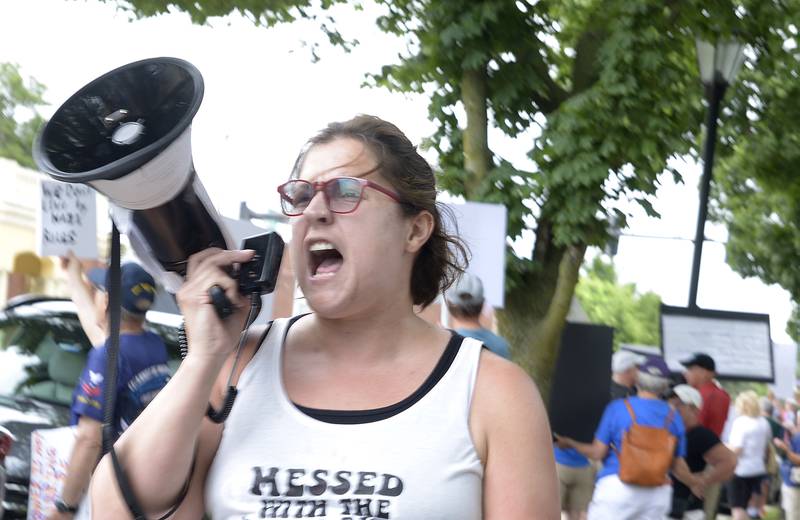 A variety of chants were echoed during the “Defend Our Democracy” rally at Washington Square in Ottawa Saturday.