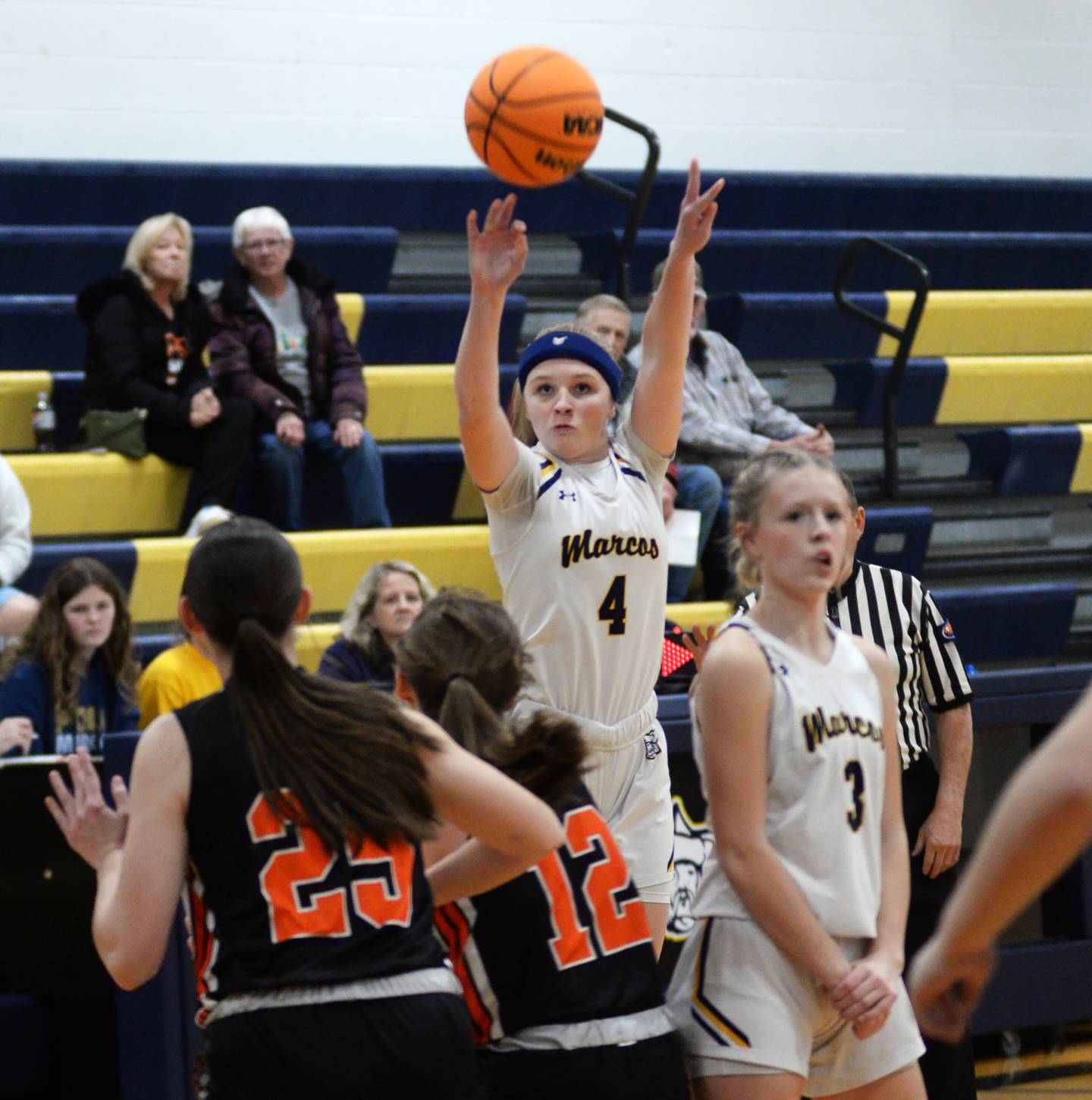 Polo's Camrynn Jones shoots against Milledgeville on Thursday, Dec. 19, 2024 at the Polo Christmas Tournament.