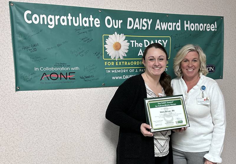 As a partner in the international DAISY award program that recognizes the clinical skill and compassionate care of nurses, OSF HealthCare St. Elizabeth Medical Center recently presented its DAISY award to Nikki Beyer, RN.