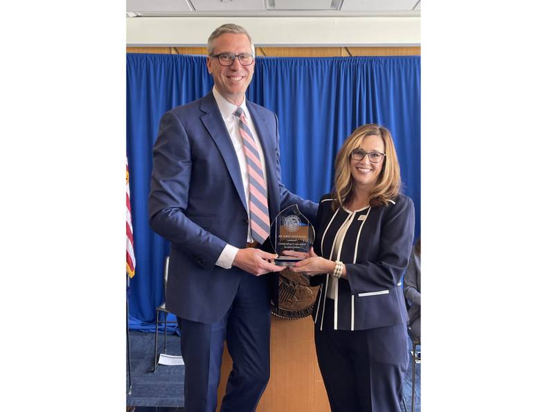 Illinois State Treasurer Michael Frerichs recognized Lorie Cristofaro, assistant superintendent of curriculum and instruction at Lockport Township High School District 205, for Outstanding Commitment in Education, during his annual luncheon in honor of Women’s History Month on March 15.
