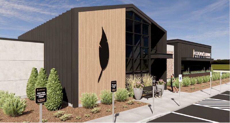 Illustration of a Cooper's Hawk winery and restaurant proposed for development overlooking the Route 30 and Route 34 intersection in Montgomery's Ogden Hill shopping center. (illustration provided by the village of Montgomery)