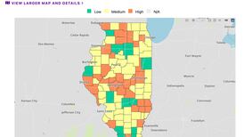 IDPH: 33 counties at ‘high’ COVID-19 level; 55 at ‘medium’ level