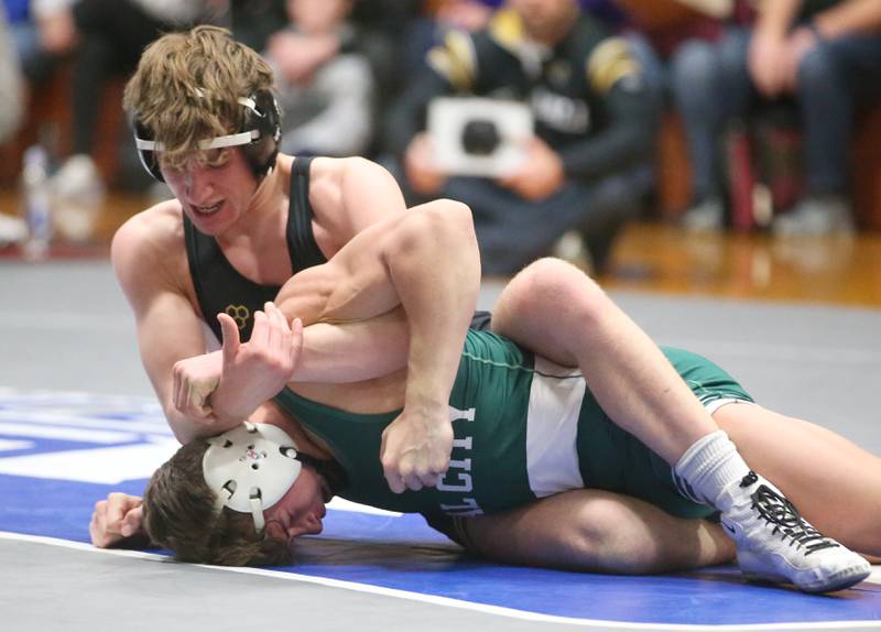 Riverdale's Blake Smith wrestles Coal City's Brant Wildlowski during the 60th annual Lyle King invitational wrestling tournament on Saturday, Jan. 6, 2023 in Princeton.