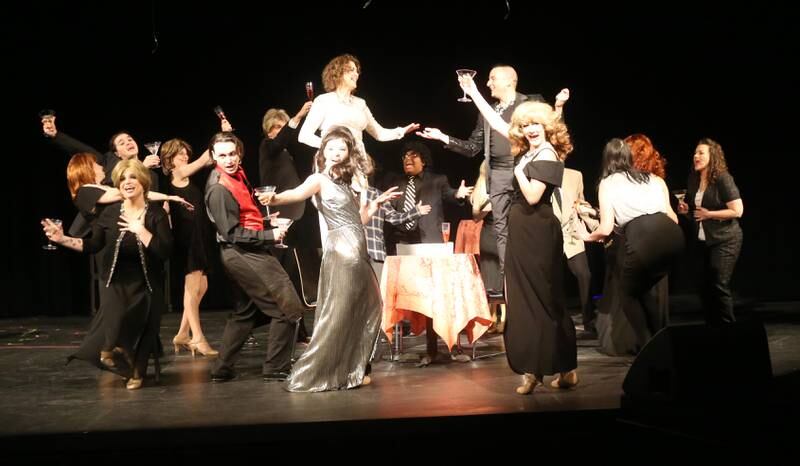 The cast of "The Prom" act out a scene during a rehearsal  on Wednesday, April 19, 2023 at IVCC in Oglesby.