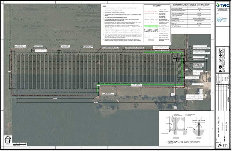 A preliminary draft of the 5-megawatt solar project was submitted to DeKalb County as a part of Trajectory Energy Partners' effort to secure a new special use permit for the project.